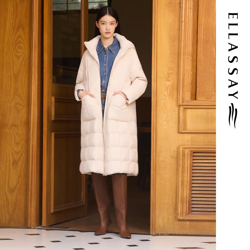 

ELLASSAY 2025 Winter Women s Hooded Goose Down Long Jacket M