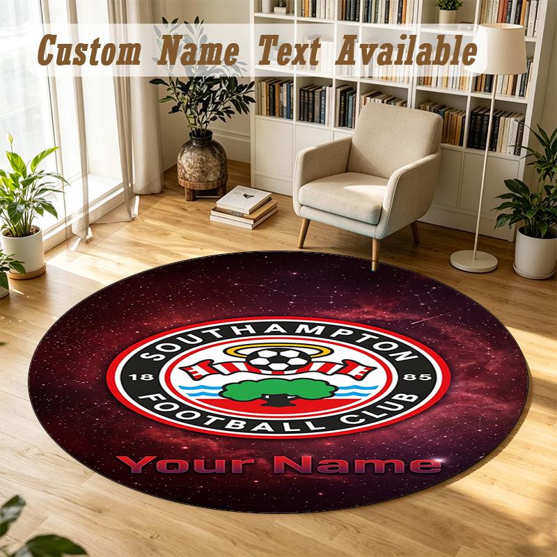 Round Rug Custom NameSouthampton FC Pattern Non Slip Carpet Home Floor Decor