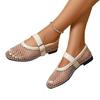 Large Size Mesh Hollow Breathable Ballet Shoes Summer Buckle Flat Heel Sandals Women