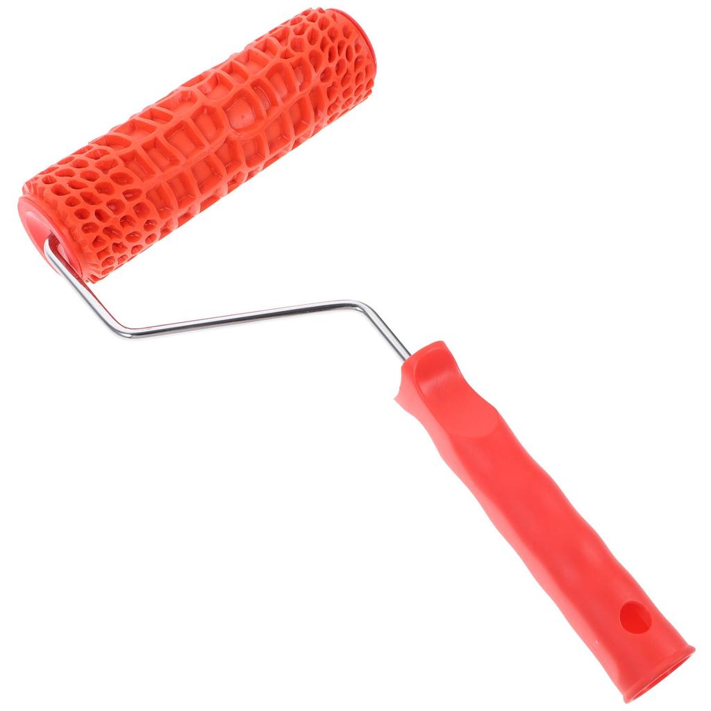 Housoutil Grain Pattern Paint Rubber Textured Pattern Roller with Handle for DIY Wall Decoration Roller, Material,