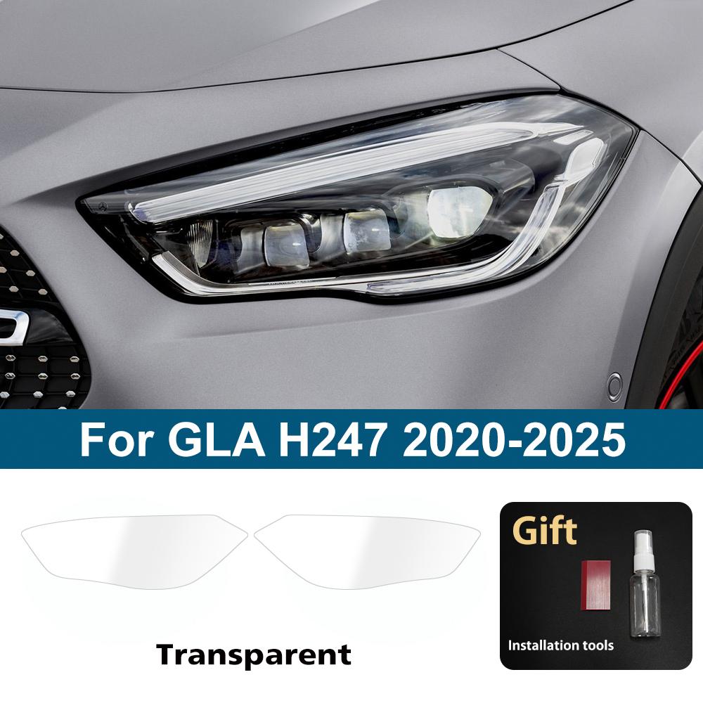 For Mercedes Benz GLA/GLB/GLC/GLK/GLE/GLS Pre-Cut TPU Headlight PPF Smoke Black High Gloss Anti-Scratch Protective Vinyl Wrap