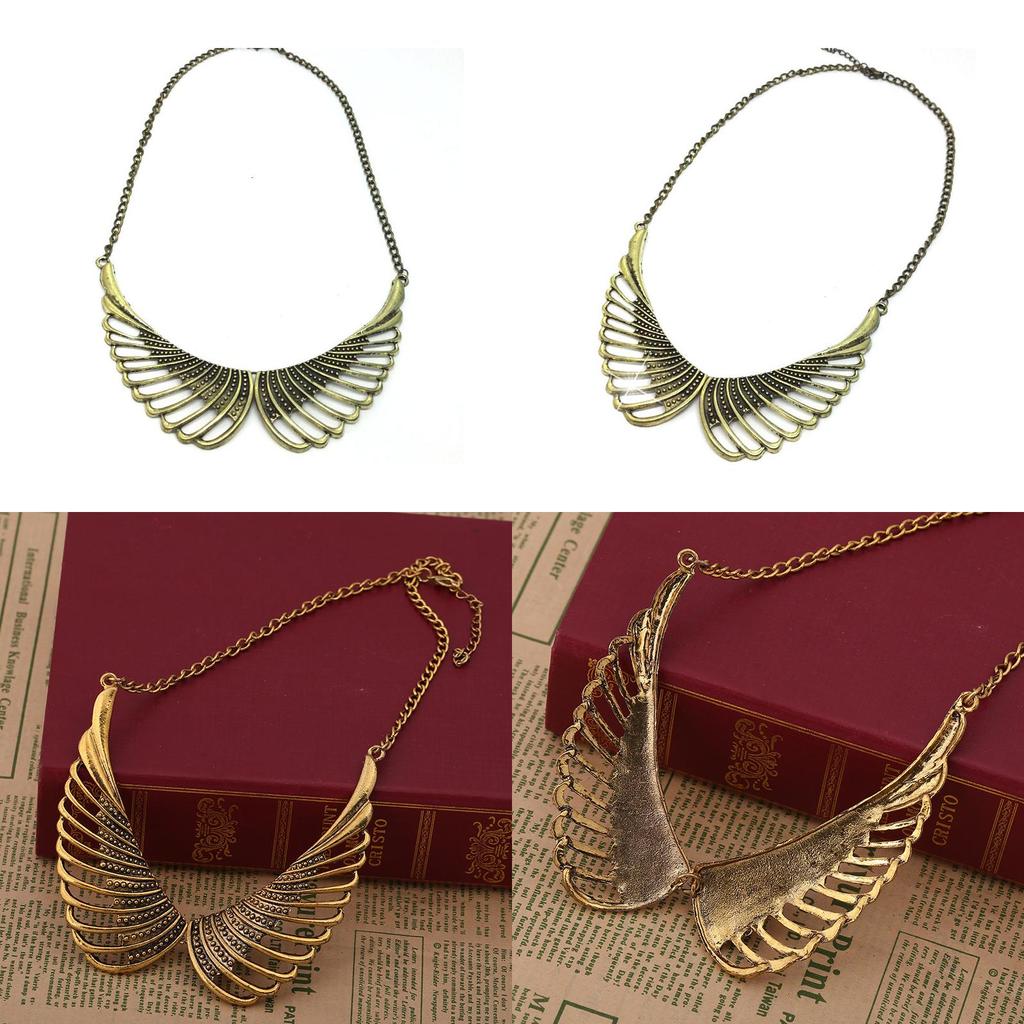 Fashionable Angel Retro Wing Pendant Women Metal Necklace For Travel And Gift