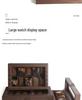 Dustproof Wood Grain Leather Jewelry Watch Box with Glass Display Top