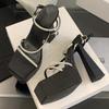 Super High Heel Platform Sandals Women Luxury Rhinestone Narrow Band Plus Size High Heel Sandals Bling Sexy Banquet Dress Shoes