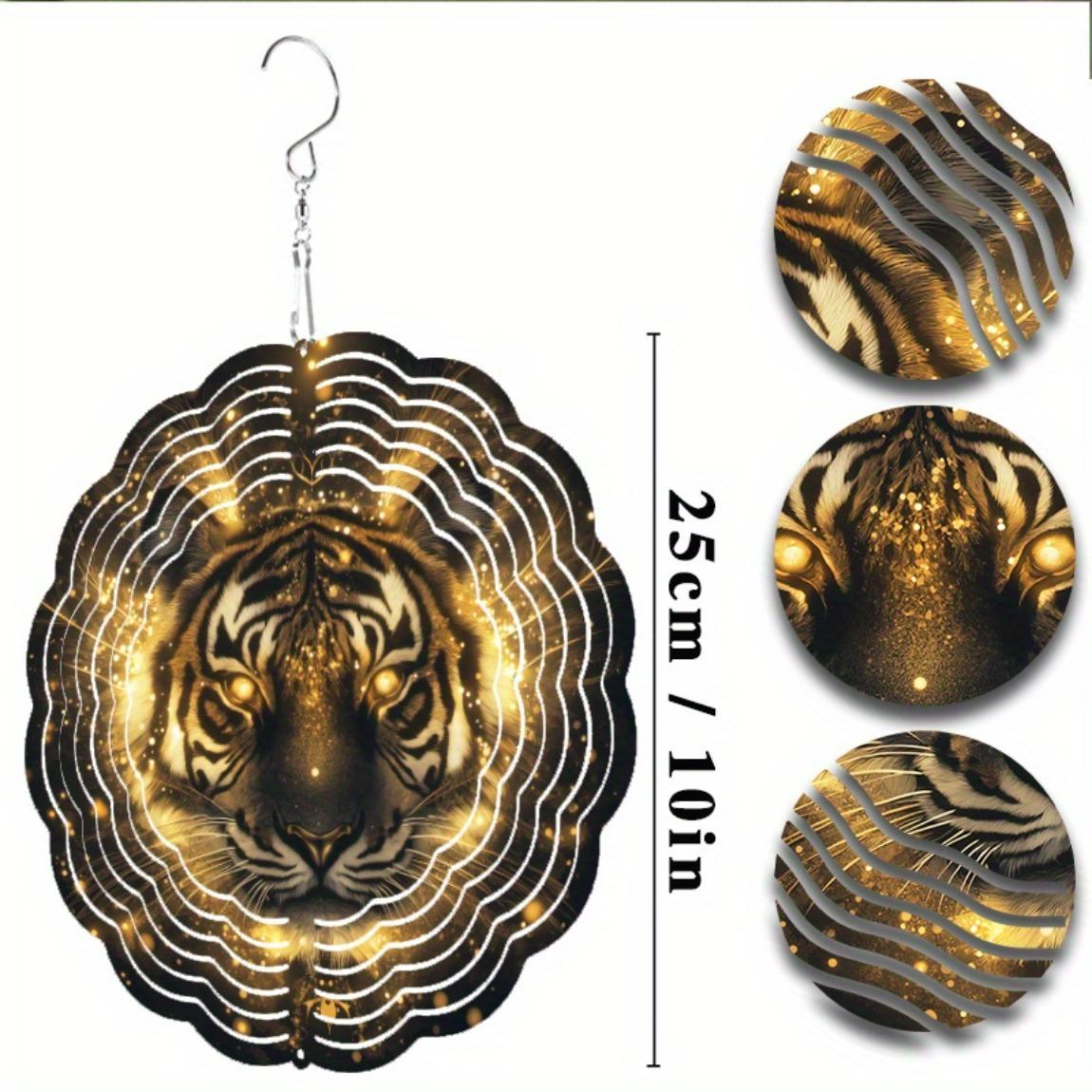 

10-дюймовый металлический ветряной спиннер с дизайном тигра – Вращающаяся на 360° уличная музыка ветра для сада и балкона | Высококачественное изделие искусства, устойчивое к ржавчине 01A