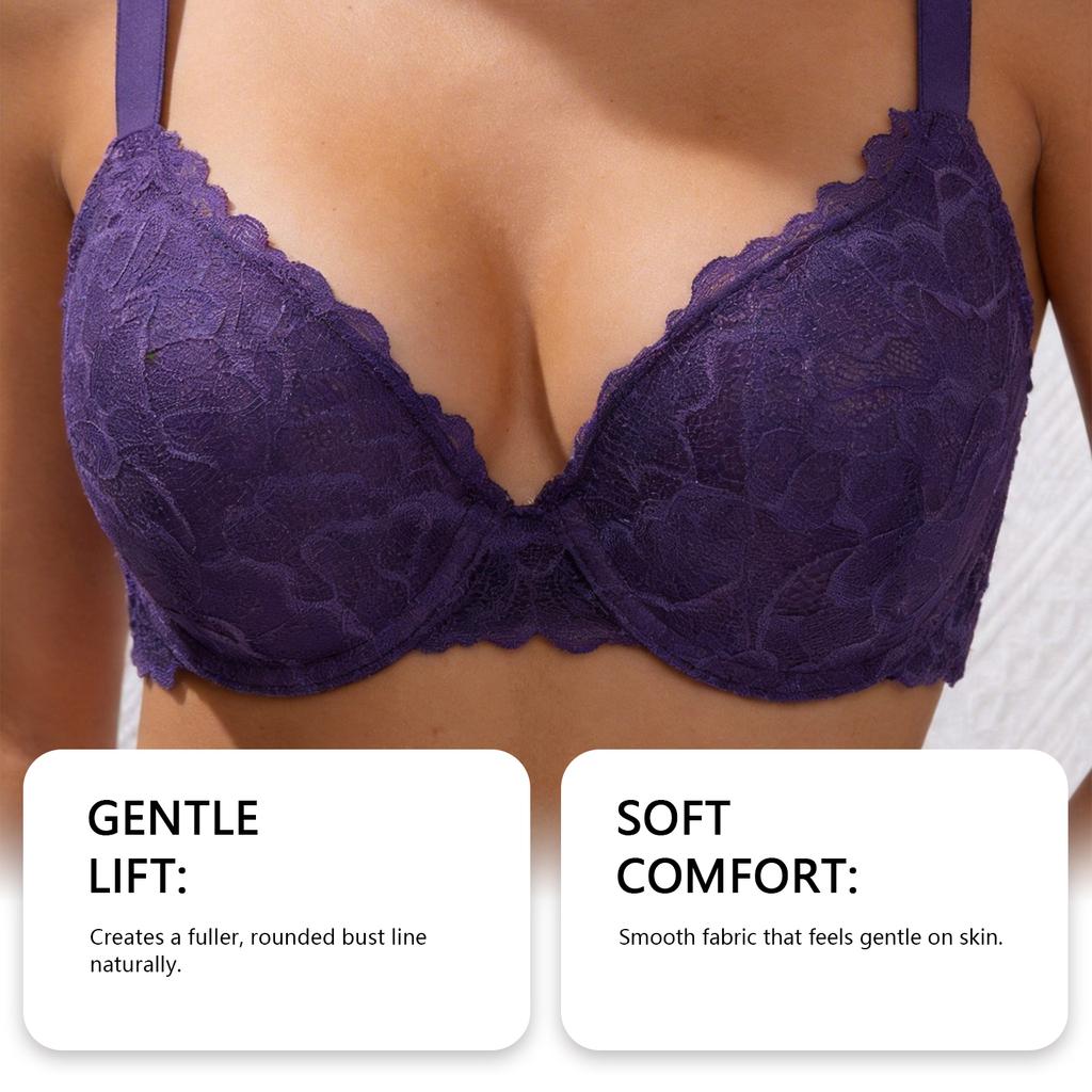 Zeriluna Lace push-up bra Breathable lace material is skin-friendly, soft, and comfortable, available in multiple colors