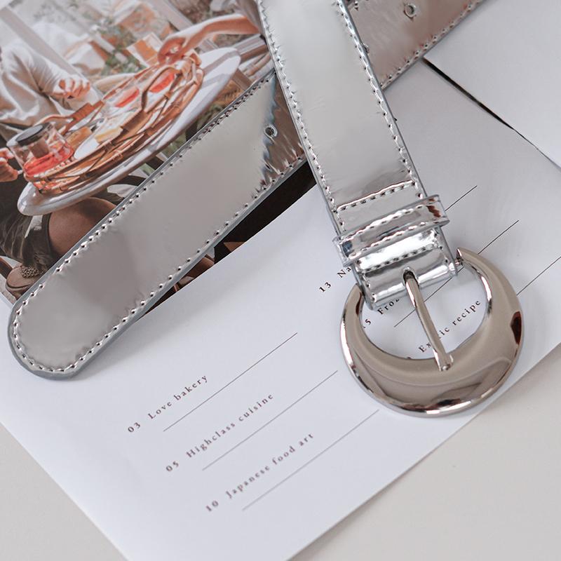 American style sexy girl bright surface moon belt female minority personality simple decoration belt ins advanced sense versatil