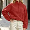 Women's Half Zip Long Sleeve Cropped Color Pullover Sweatshirt
