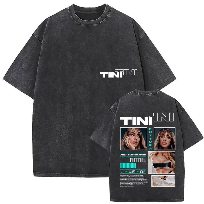 Y2K Hip Pop T Shirts Singer Tini Stoessel Futtura Album Summer Fashion Retro Washed Oversized Tshirt Print Street Wear Unisex