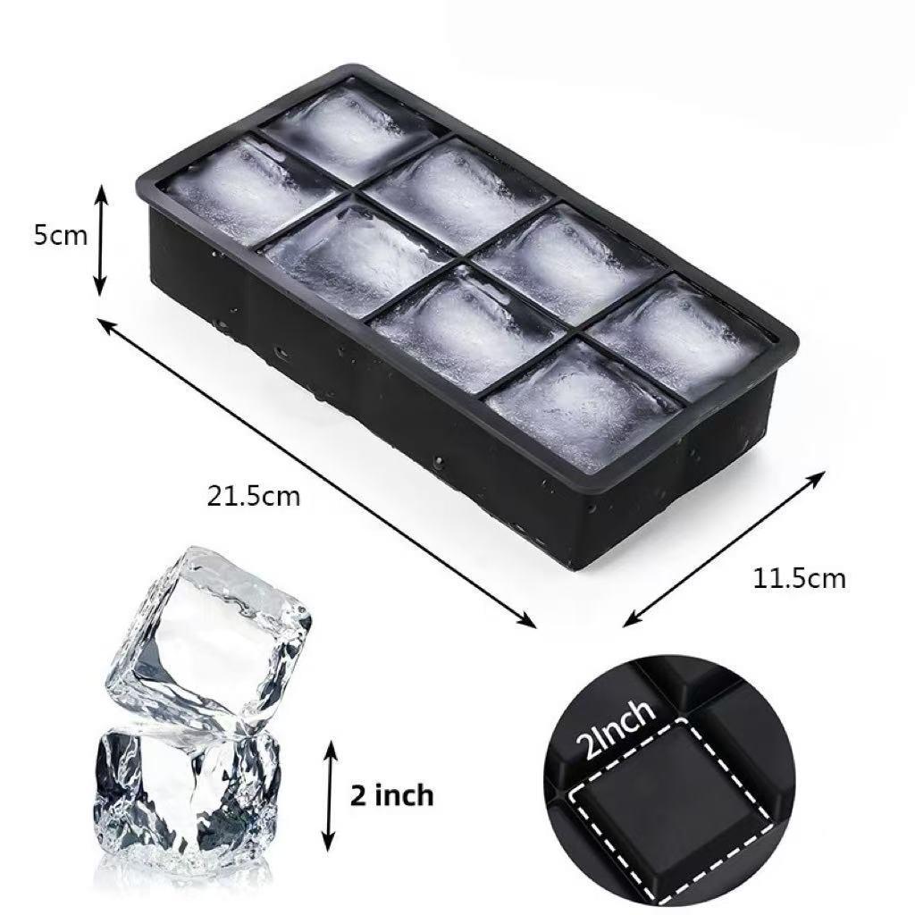 Silicone Ice Cube Tray with Lid - 8-Cube Whiskey Maker, Food-Grade for Home & Commercial Use