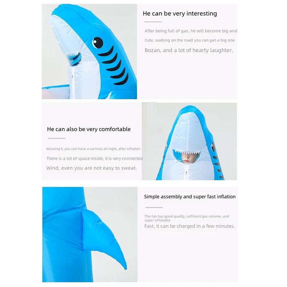 Full Body Jumpsuit Inflatable Shark Costume Battery Box Halloween Costume Halloween Party