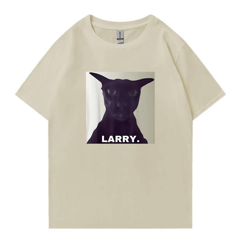 T-shirt vintage Evil Larry Cat Oversized Mulheres Homens 100% Algodão manga curta t-shirts Verão Gola Redonda Roupa estampada Unissex