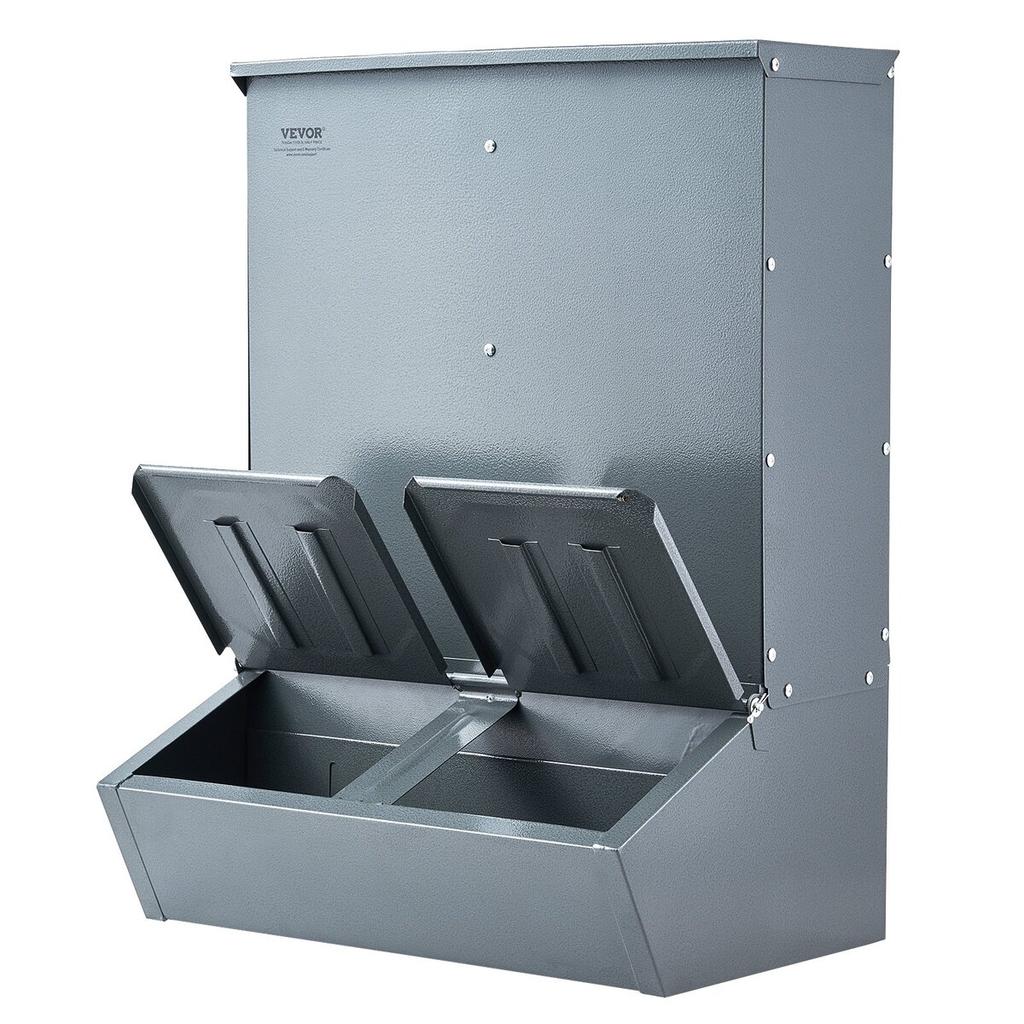 Schweinefutterautomat 3,7 Bushel Metall Doppeltür Schweinefutterautomat Fütterung für bis zu 8 Schweine