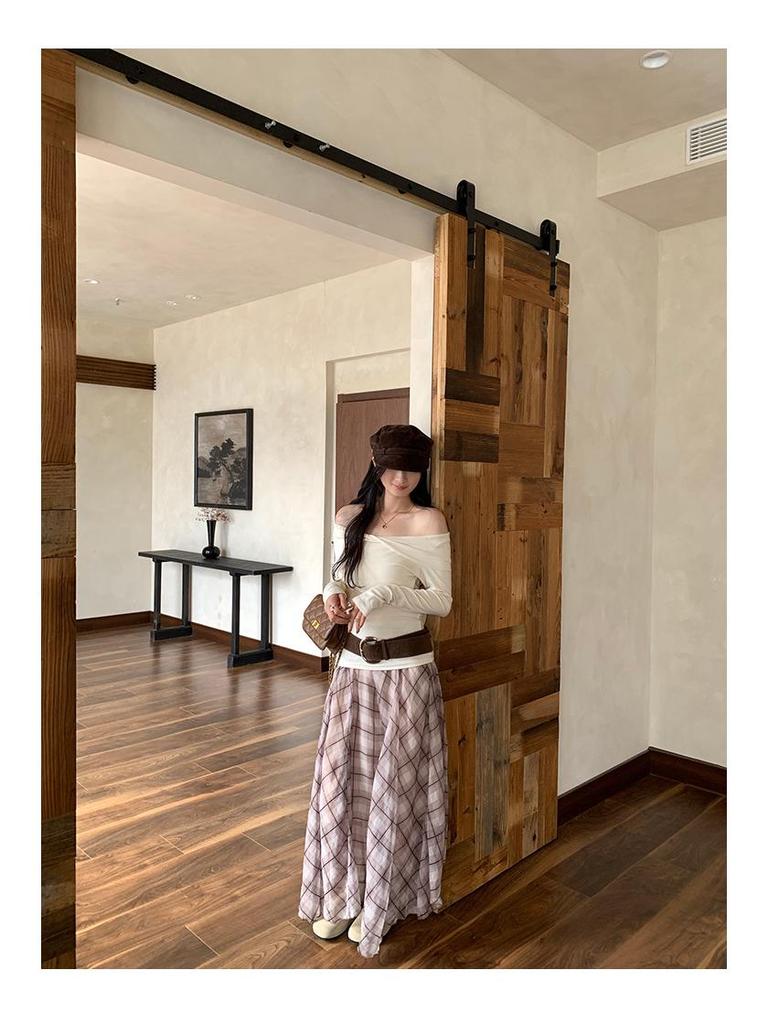 Korean Pure Desire Women's One-Shoulder Slimming Long-Sleeve Top - Autumn/Winter Fashion