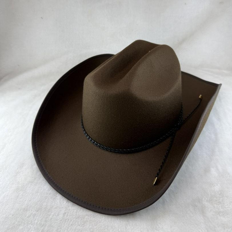 Jesienno-zimowy męski kapelusz rycerski kapelusz filcowy imitacja wełny garb krowia głowa klamra kowbojski kapelusz westernowy
