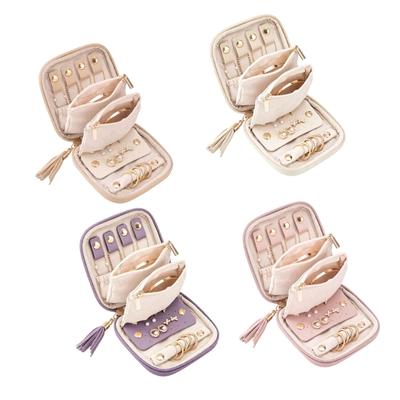 Travel Jewelry Storage Case with Dedicated Compartments, Ring Roll, Earring Holders, Pouches, and Zip-Around Closure