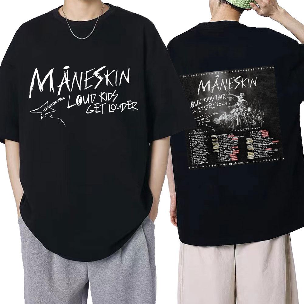 

Футболка з принтом Maneskin Louds Kids Gets Louder Tour Італійська рок-група Вільні футболки Хіп-хоп Ретро Вуличний одяг з короткими рукавами Унісекс M