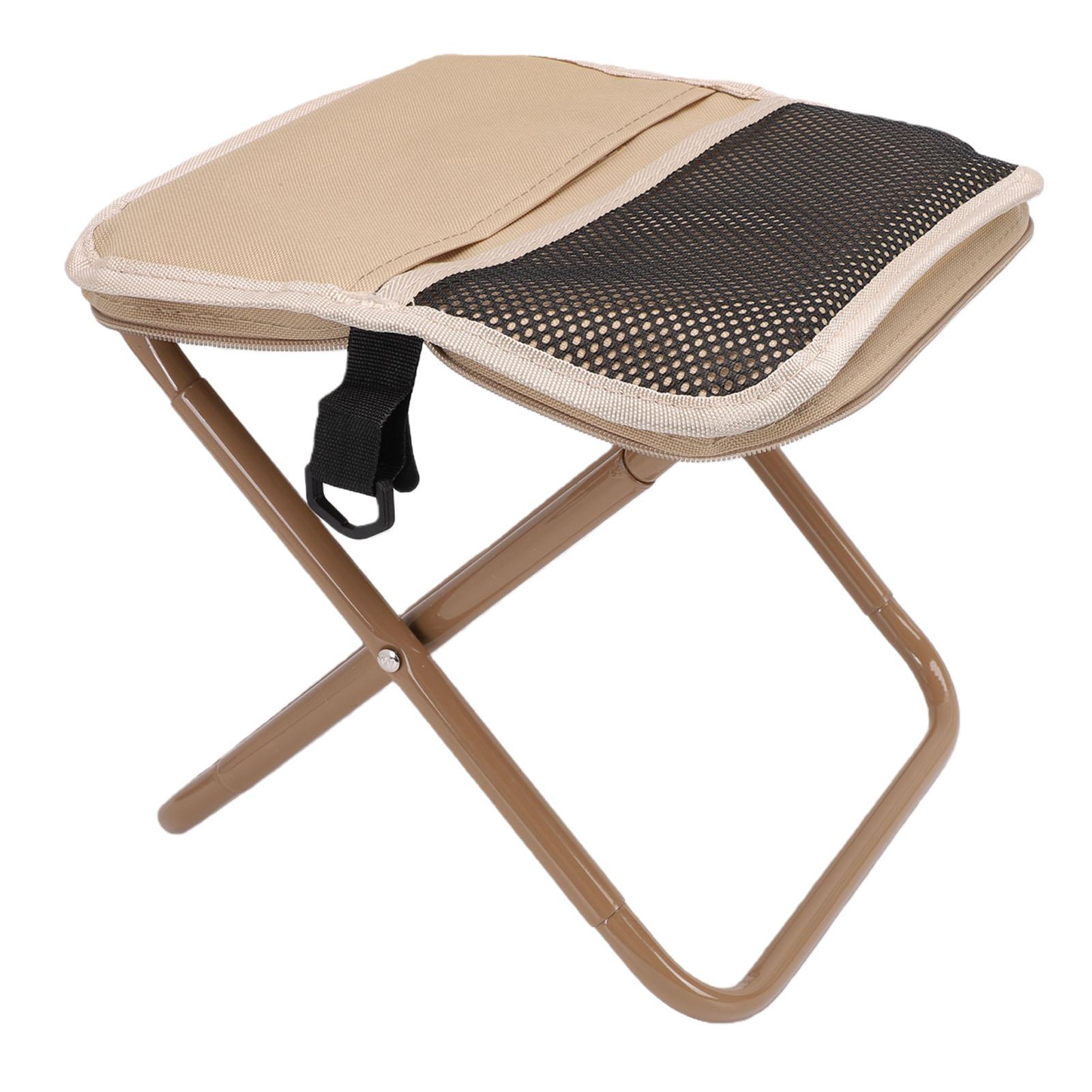 Tomtop Jms Khaki Small Portable Stool Oxford Cloth Steel Handbag Style Pocket Foldable Stool For Camping Travel Fishing Hiking