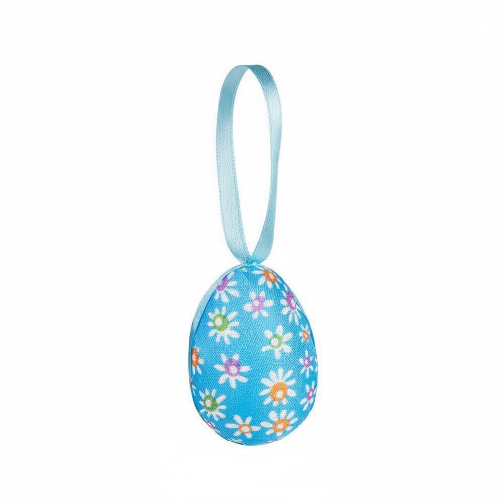 Easter Oval Decoration Easy to Hang Textile Wrapped Oval Ornaments Hanging Easter Eggs Finely Crafted Colorful Foam Eggs