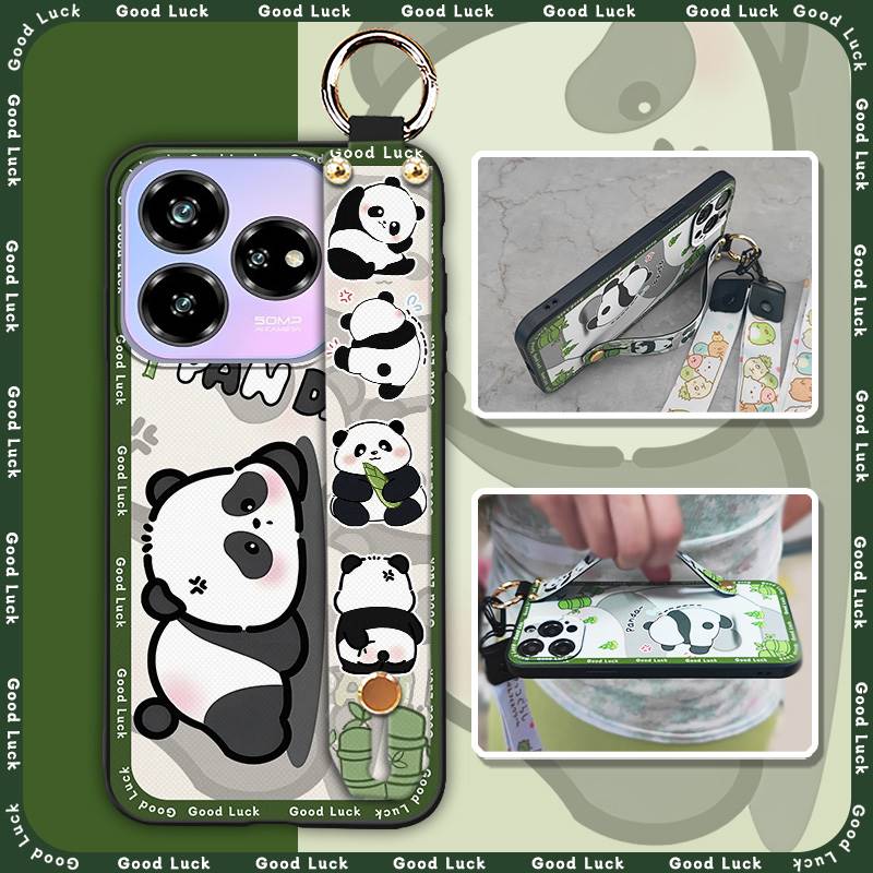 Silicone Wristband Phone Case For ZTE Blade V60 Design/Axon 60 Lite Protective Fashion Design Durable Phone Holder Panda