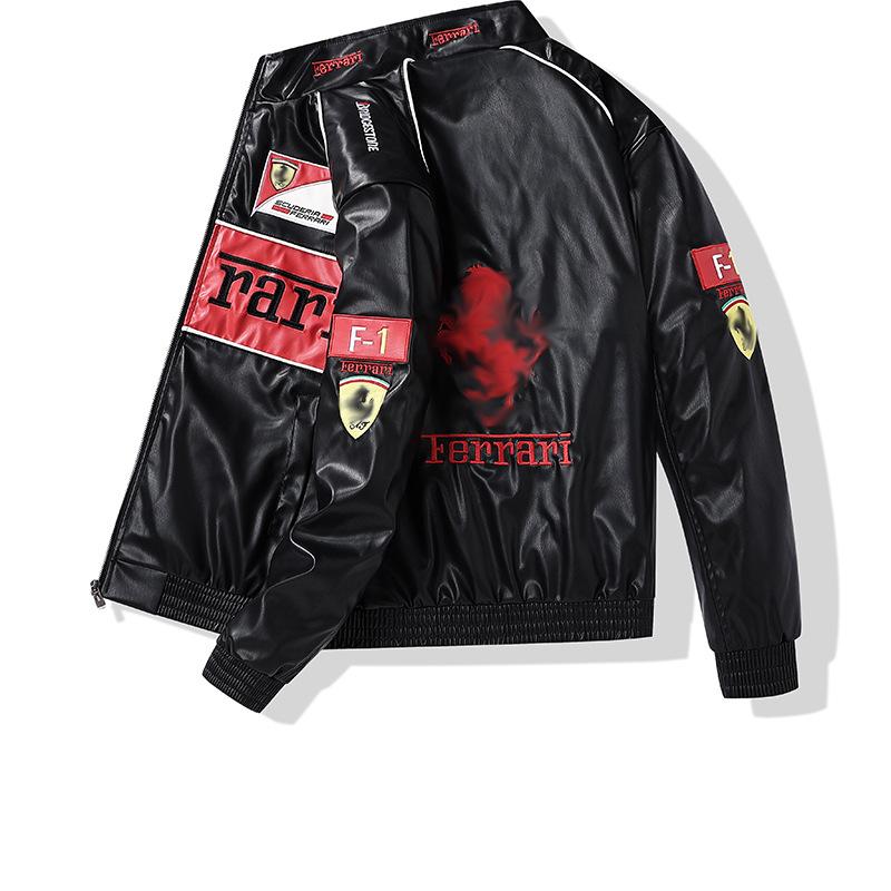 Lederjacke Herren bestickt verdickt Leder Lokomotivbekleidung Baseball PU Leder Baumwollkleidung Paar Baumwolljacke Lokomotiv-Flug