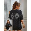 Moda Casuale Nera T-shirt Abbigliamento Semplice Girocollo Manica Donna Stampata Harajuku Manica Vestiti