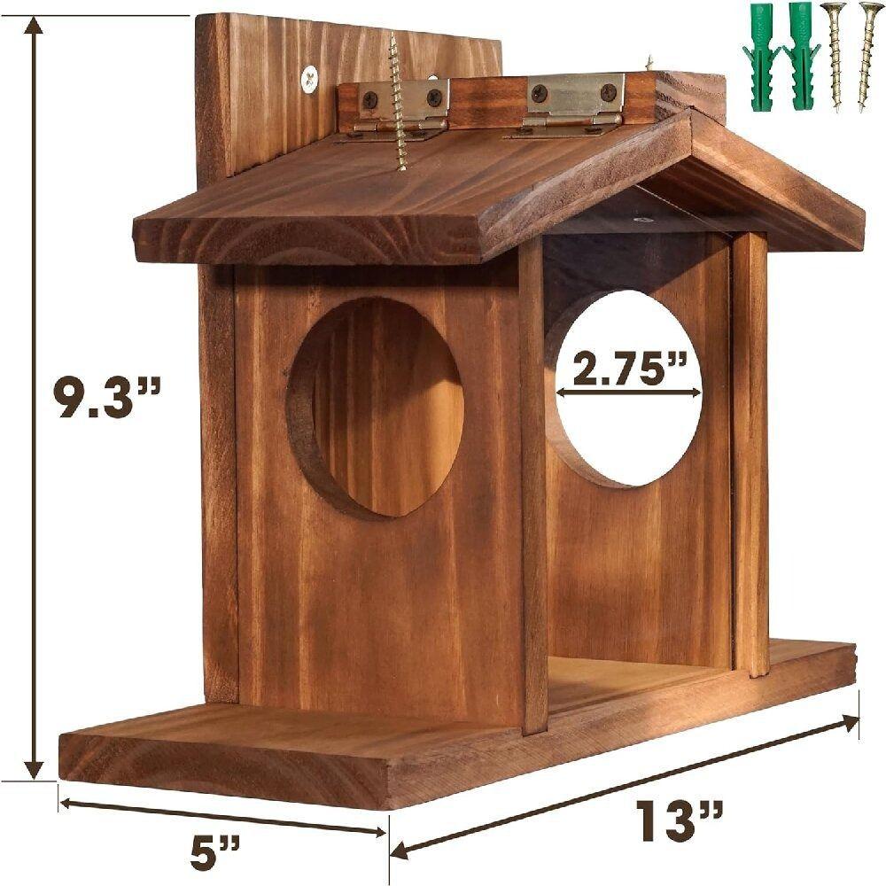 Wooden Squirrel Feeder Durable Hamster Feeding Box Feeding Container Pet Food Dispenser  Parrot