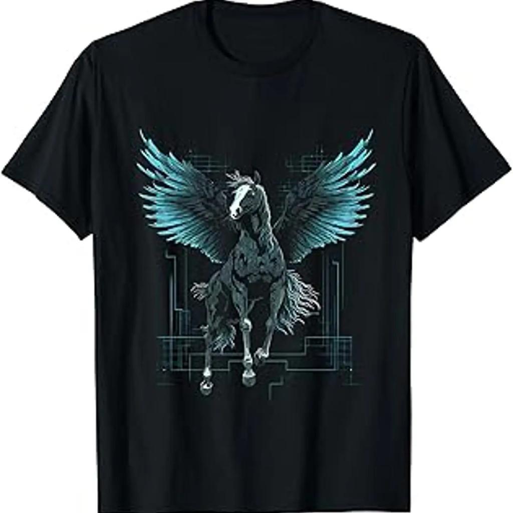 Pegasus Fantasy Art T Shirt Vintage Designer Clothes Homme Unisex Fashion Slightly Streetwear Stylish