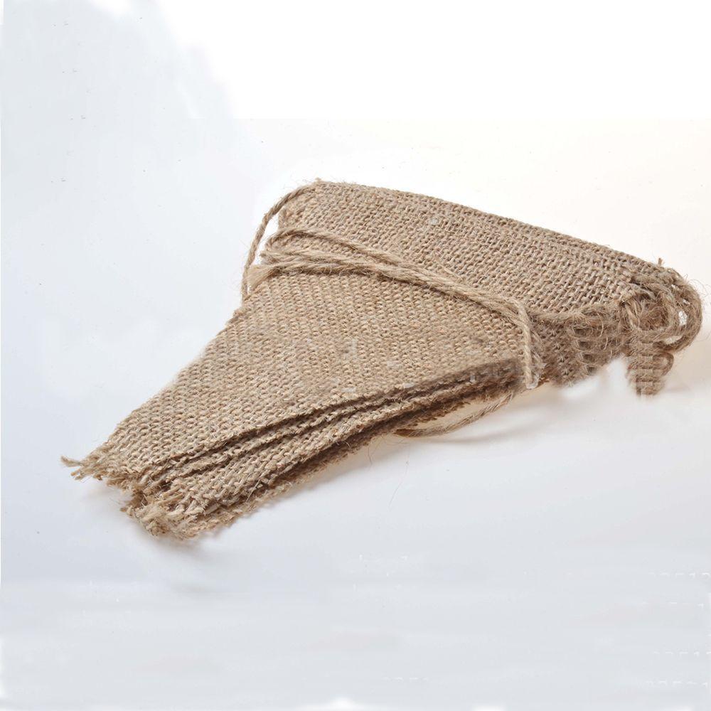 Fabric Wonderful Vintage Decor Burlap Chic Shabby Wedding Jute Banner Hessian Bunting Lace Bunting