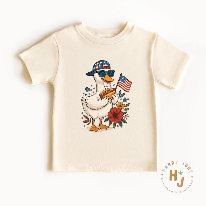 Funny Patriotic Duck Toddler Tee: 4th of July Kids Shirt 130
