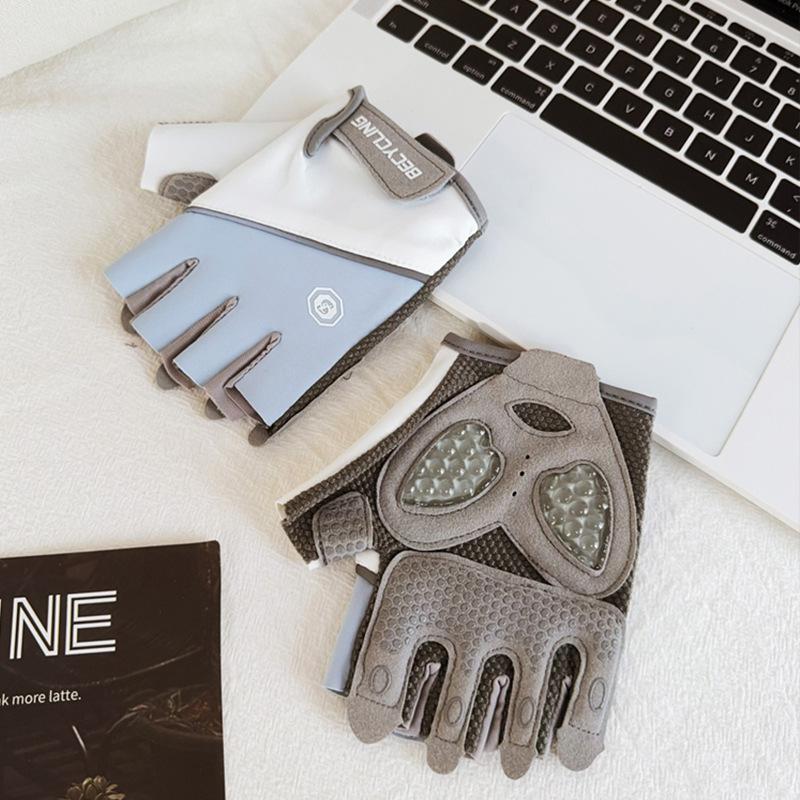 Fitness half-finger gloves sports outdoor dumbbells yoga anti-skid shock absorption men and women wear-resistant exposed finger ventilation training