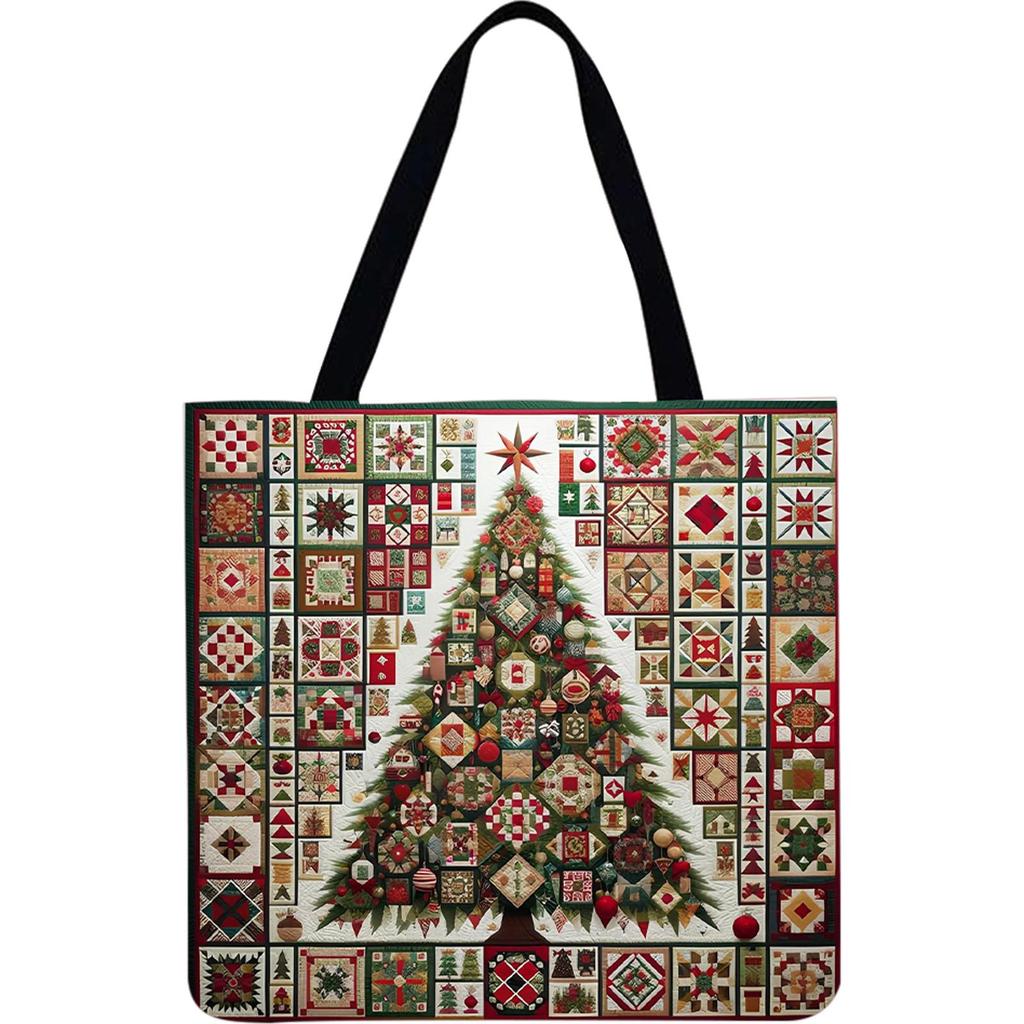 4pcs Christmas Tree Large Capacity Linen Tote Bag