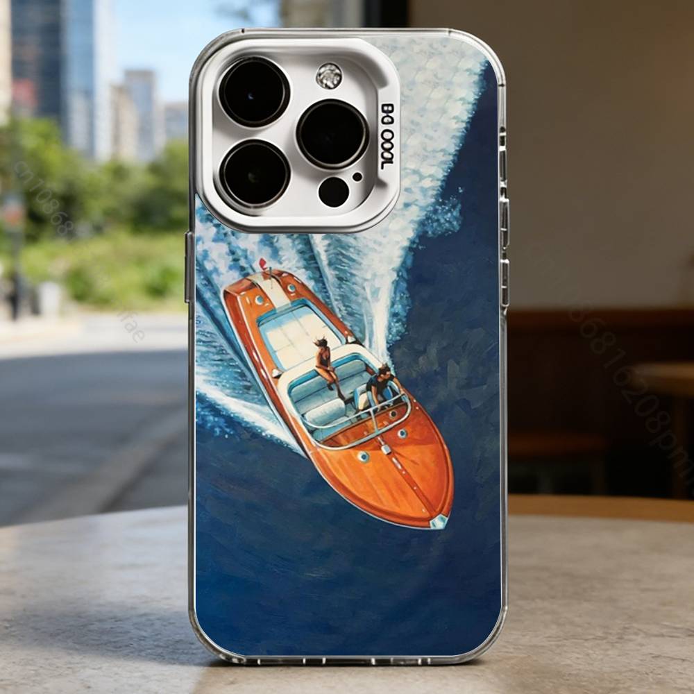 R-RIVA Yacht Luxurious Brand Hard Phone Case for IPhone 17 16 15 14 13 12 11 Pro Max Plus16E X XR XS Max Shockproof Full Cover