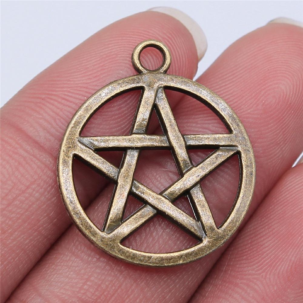10pcs Charms Witch Star Pentagram Tibetan Bronze Silver Color Pendants Antique Jewelry Making DIY Handmade Craft Pendant