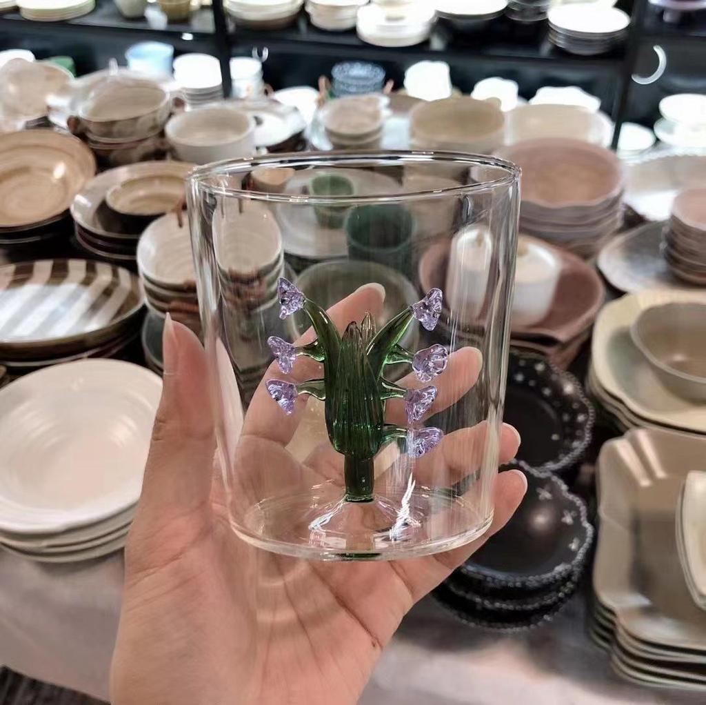 Tazza da Latte in Vetro Creativa 3D Albero di Natale Resistente al Calore