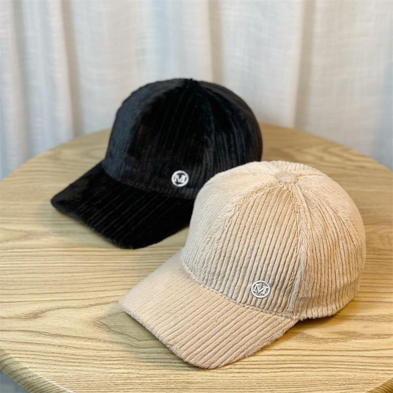 New Jade Rabbit Velvet M Hat Women's Autumn and Winter Versatile Peaked Hat Ins Niche Trendy Brand Korean Version Versatile Alphabet Baseball