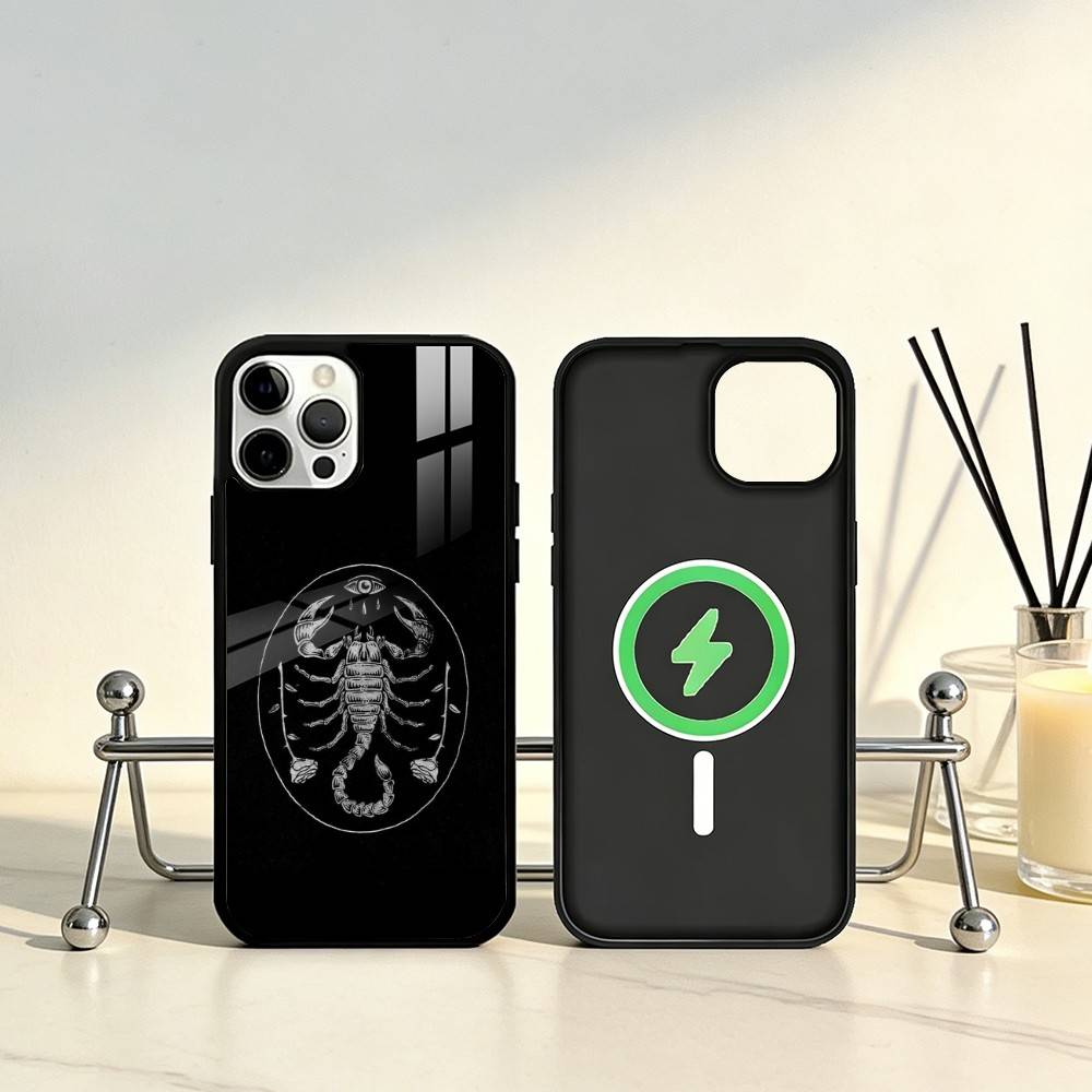 Edgy Dark Gothic Scorpion Phone Case For iPhone17,16,15,14,13,12,11 Plus,Pro Max Magnetic For Magsafe Wireless Charging