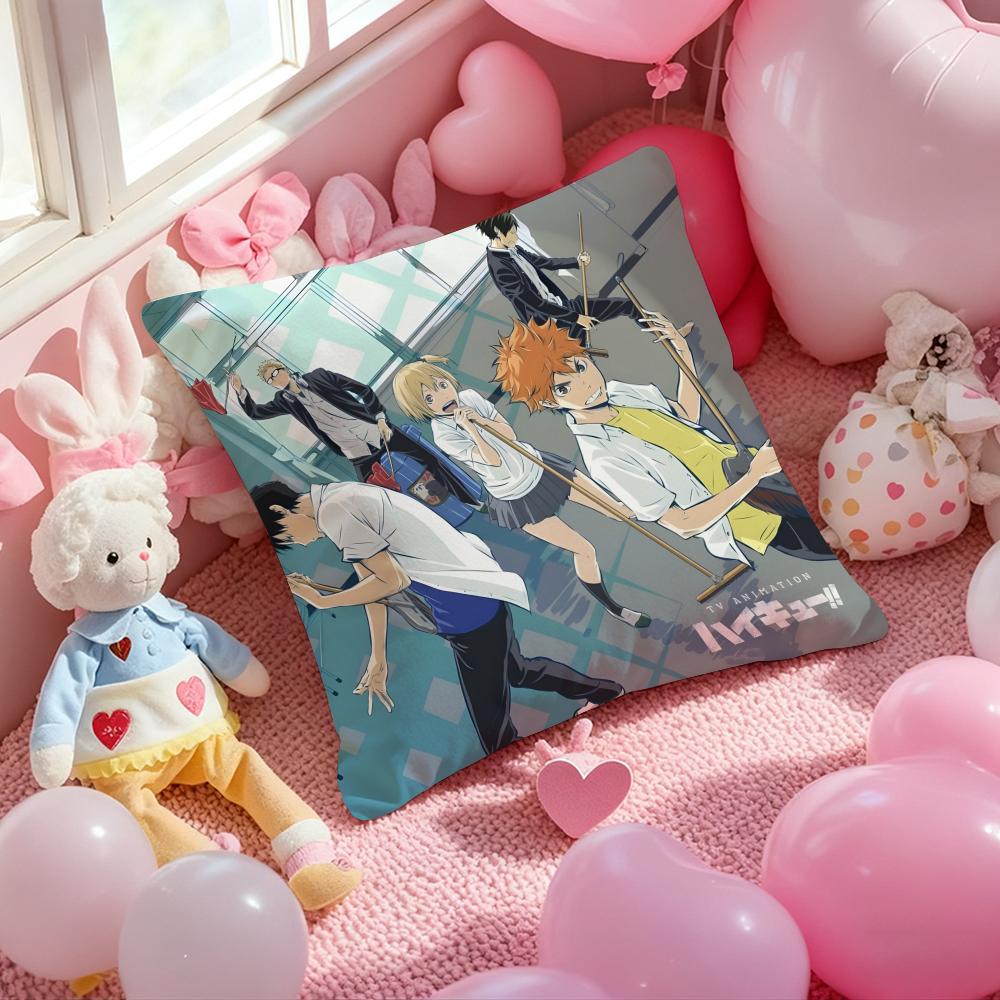 Anime Haikyuu Cartoon Cushion Cover Pattern Printed Pillowcase for Living Room Sofa Cushion Cover & Bedroom Decor
