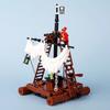 MOC Mittelalterliche Piratenbar Modellbausteine Set Papagei Blockhütte Inselhaus Lagerfeuer Baum Segelboot Schiff Steine Spielzeug Geschenk