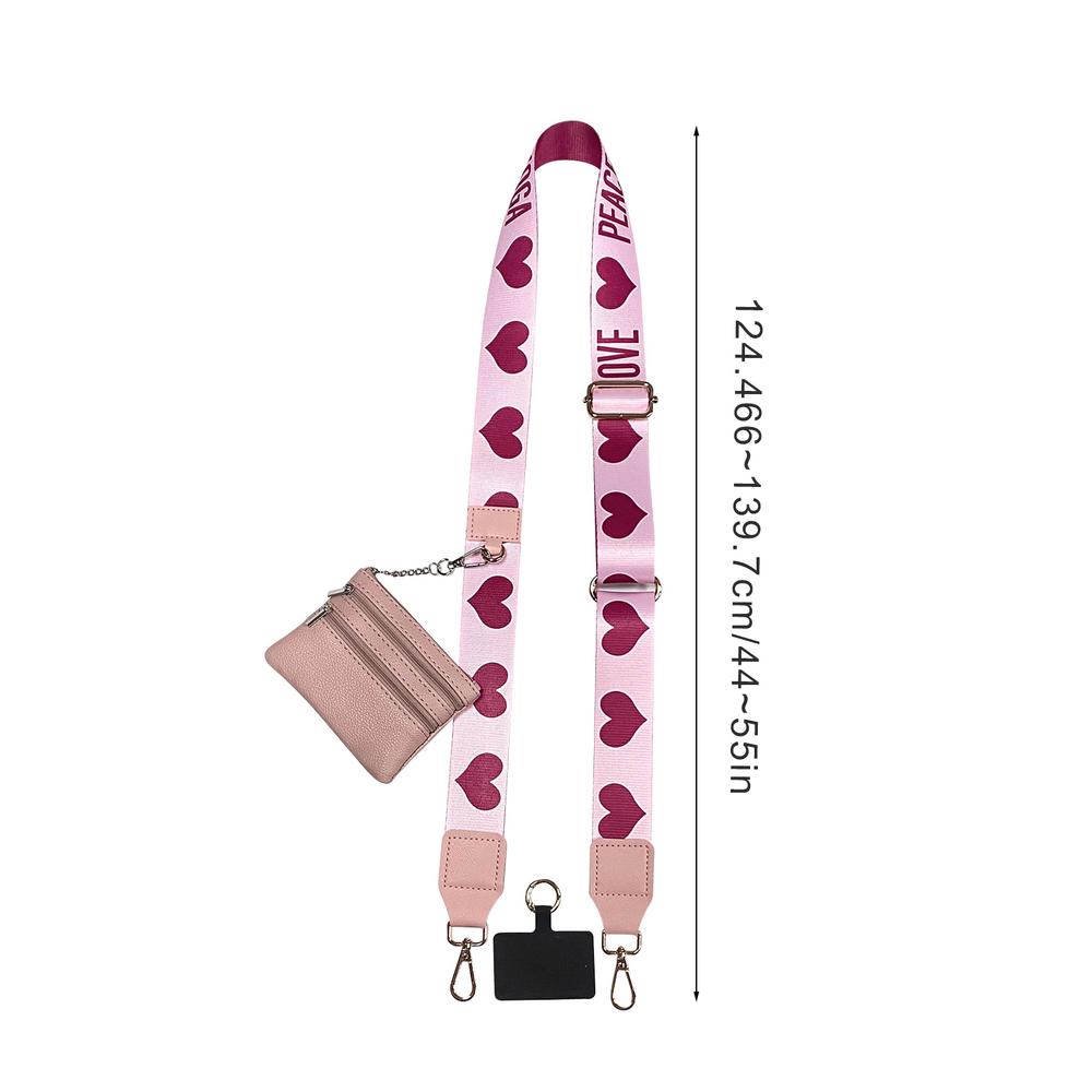 Phone Strap With Zippered Pouch For Women, Adjustable Cellphone Lanyard Crossbody With Wallet ,Clip And Go Strap for Phone
