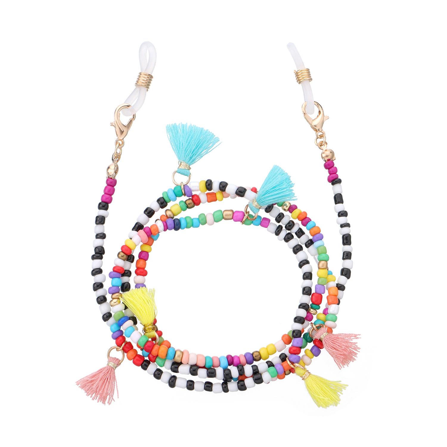 

Accessories, Charm Color Tassel Rice Bead Beaded Glasses Chain, Fashion Temperament Frame Accessories золотой
