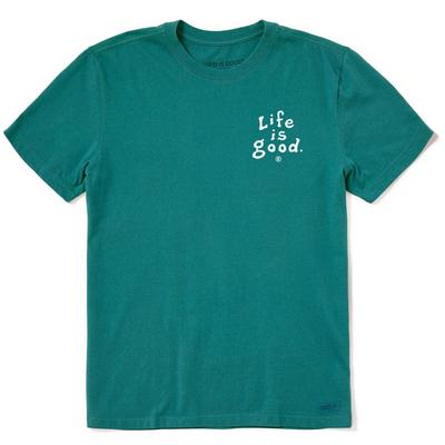 Life Is Good. Men's LIG Vintage Stack Short Sleeve Crusher Tee, Spruce Green