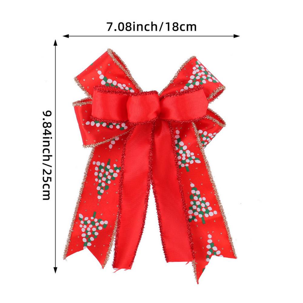Wreath Bow Double Layer Tree Ornament Christmas Decorative Bows For Farmhouse Bedroom Dormitory Hallway Wedding Outdoor Yard