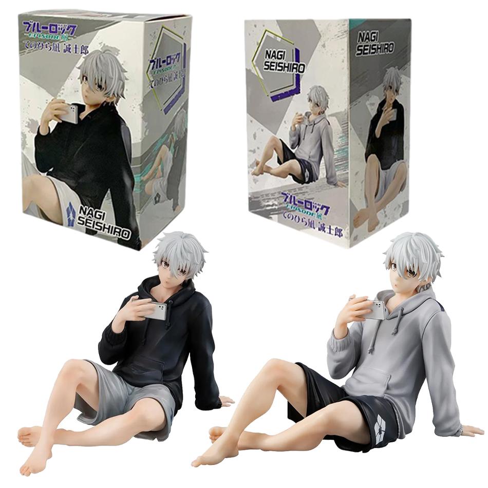 Blue Lock Anime Sitting Palmar Center Cute Nagi Seishiro Figure Model PVC Desk Decoration Toys Kids Birthday Gifts