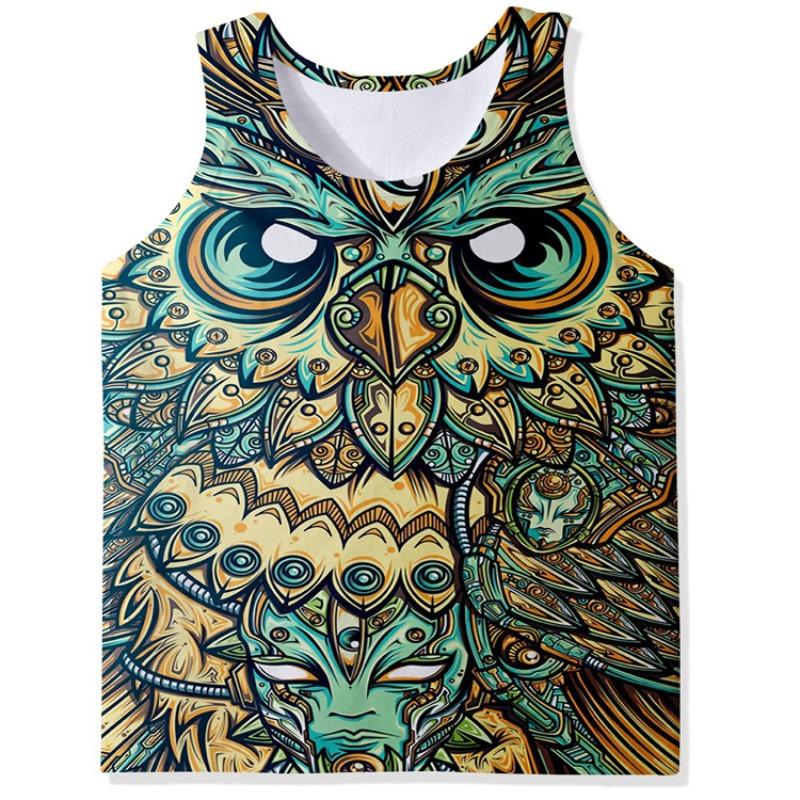 Canottiere da Uomo Girocollo con Stampe Animalier Colorate Gilet Stampato 3D Maglia Sportiva Fitness Larga Senza Maniche