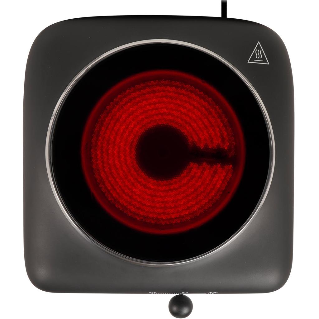 Tokyo Deco 1 Brenner Bordkomfyr 1000W Elektrisk Komfyr Kompakt Kompatibel med Svart Høy Effekt Bordplate Stilig Matt Maling Høy