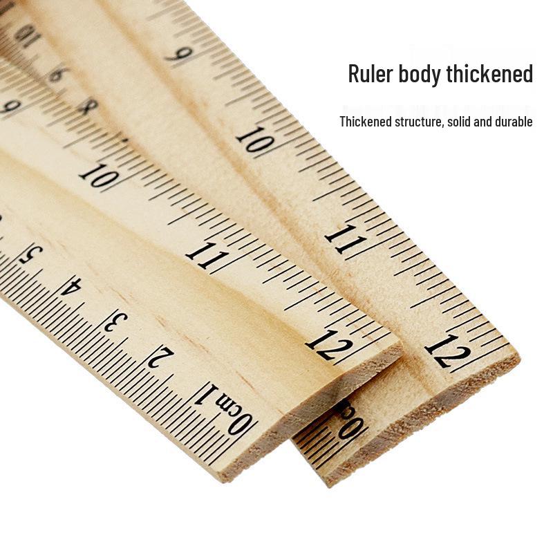 Multi-Spec Wooden Double-Scale Ruler for Office, Student, and Teacher Use