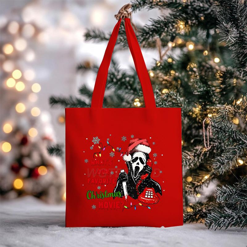Christmas Christmas Printed Canvas Bag Large Capacity Casual Trend Student Shoulder Bag Tote Bag
