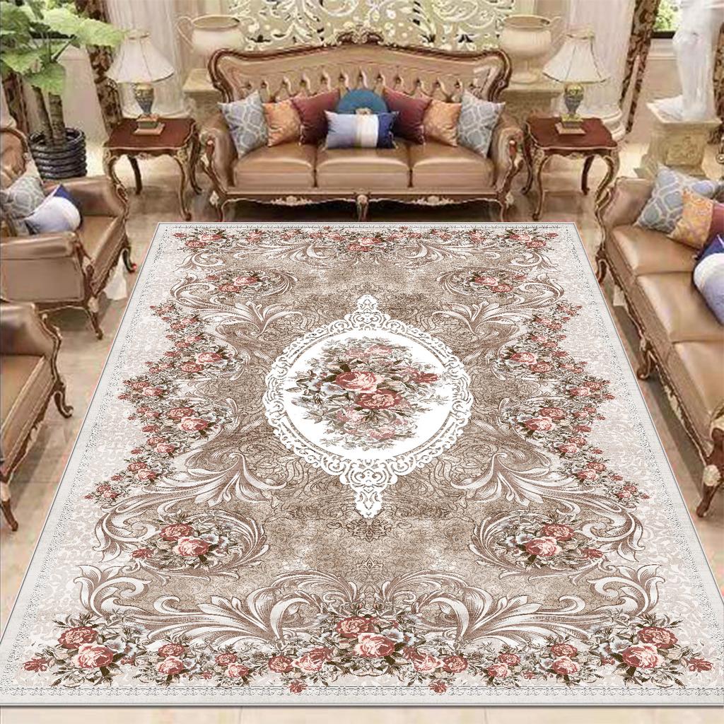 European Style Carpet for Living Room Home Decoration Luxury Large Rugs Bedroom Bedside Non-slip Mats Lint-free Easy Clean Rug