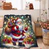 Santa Claus Throw with Gift Sack Blanket Christmas Presents Snowflakes Warm Lights Winter Holiday Art Decor Bedroom Blanket